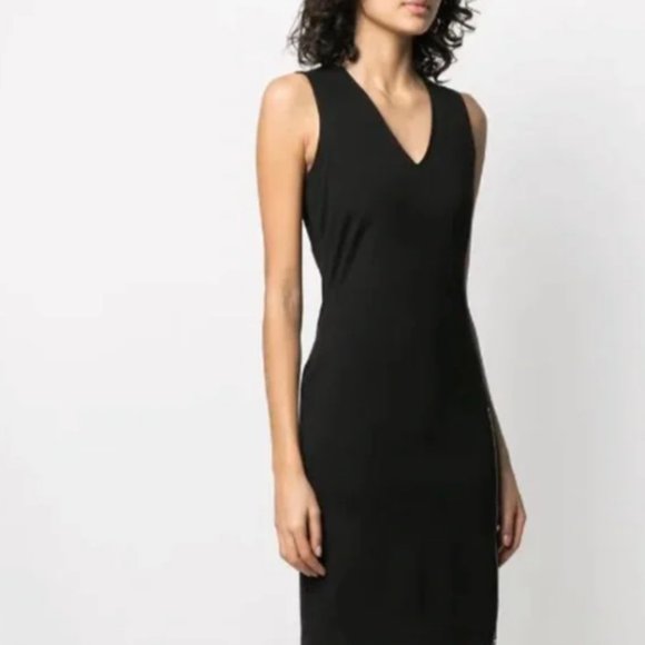 DKNY 100% Wool Sleeveless Tailored V-cut Sheath Dress - Picture 1 of 9